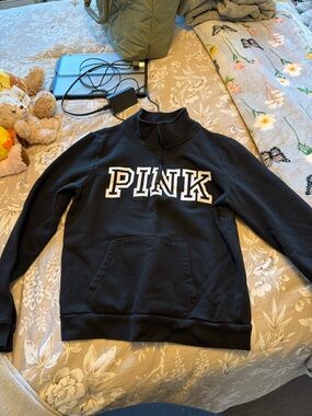 PINK Victoria's Secret Black Half-Zip Hoodie